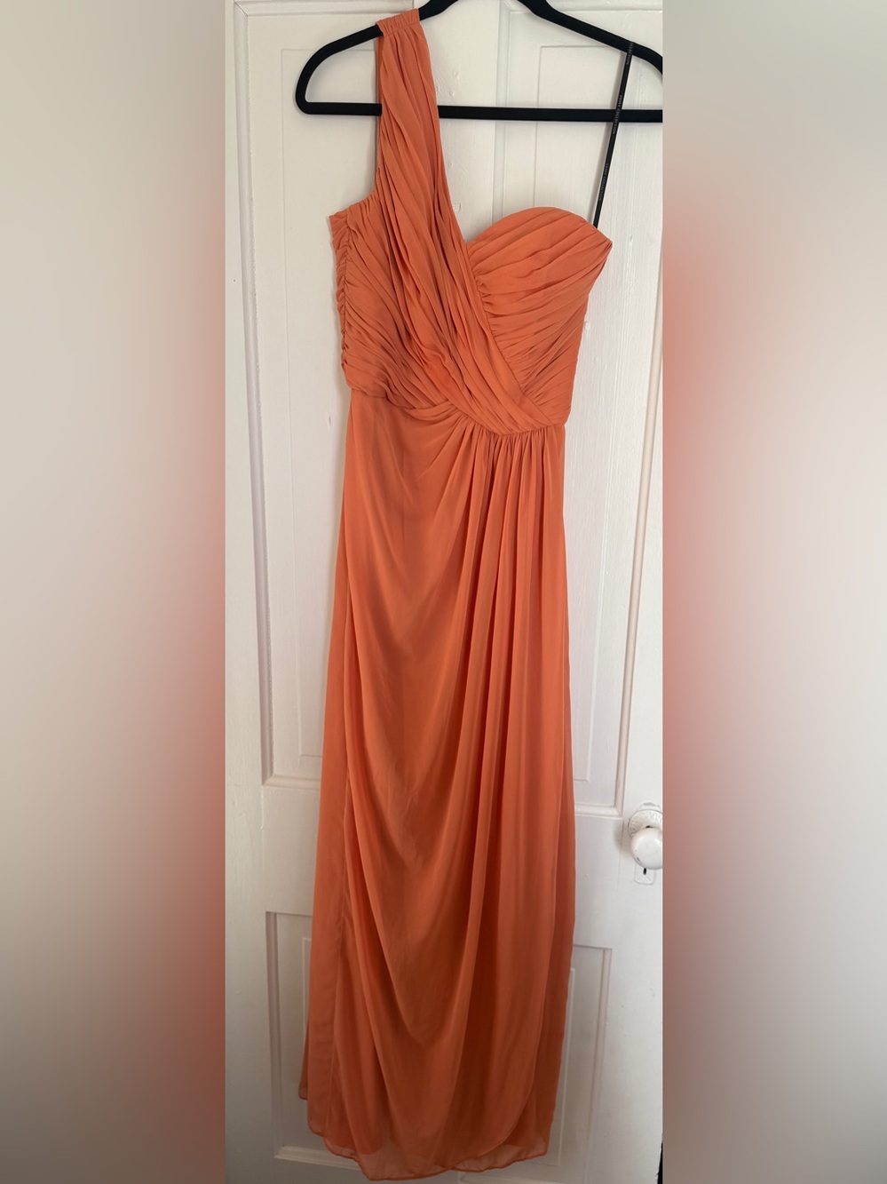 Dessy Collection One-Shoulder Orange Maxi Dress - Worn Once